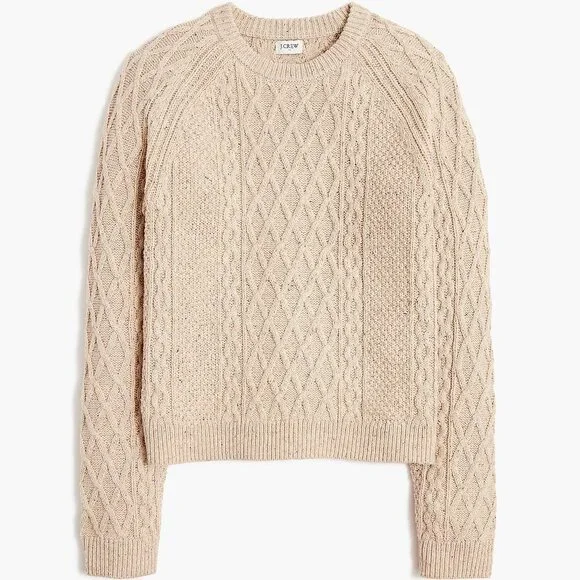 J. Crew Heather Khaki Donegal Cable Crewneck Sweater/NWT/XXL - Picture 1 of 10